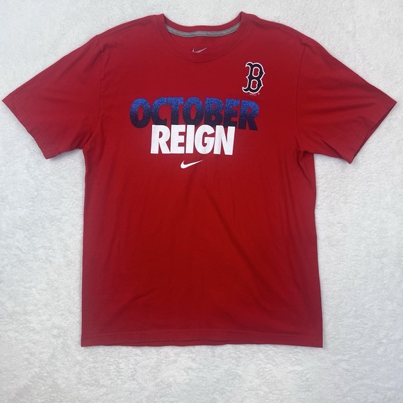 Nike T-Shirt Adult Size L Red Boston Red Sox October Reign 2013 MLB Baseball - Picture 1 of 5